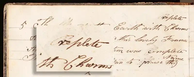 Manuscript detail showing an editor's change to Mary Maria Colling's poem, West Sussex Record Office