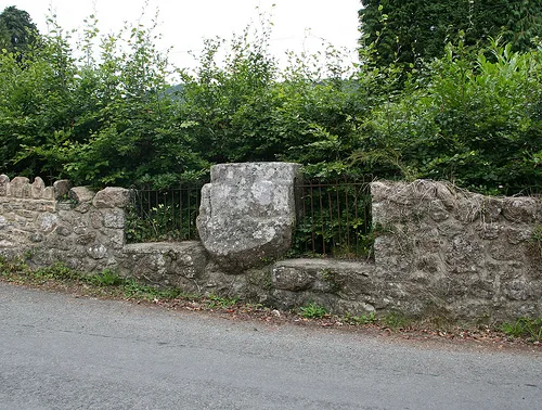 Bishop's Stone Set In The Garden Wall Of Caseley Bungalow near The Road To Caseley
