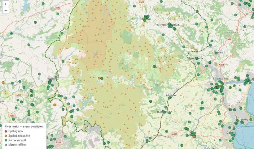 Dartmoor river pollution and health map