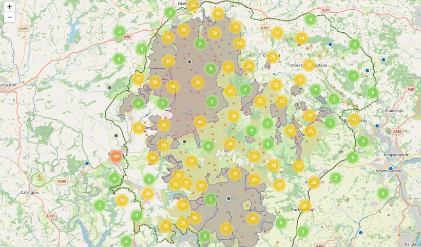 Dartmoor wild camping map